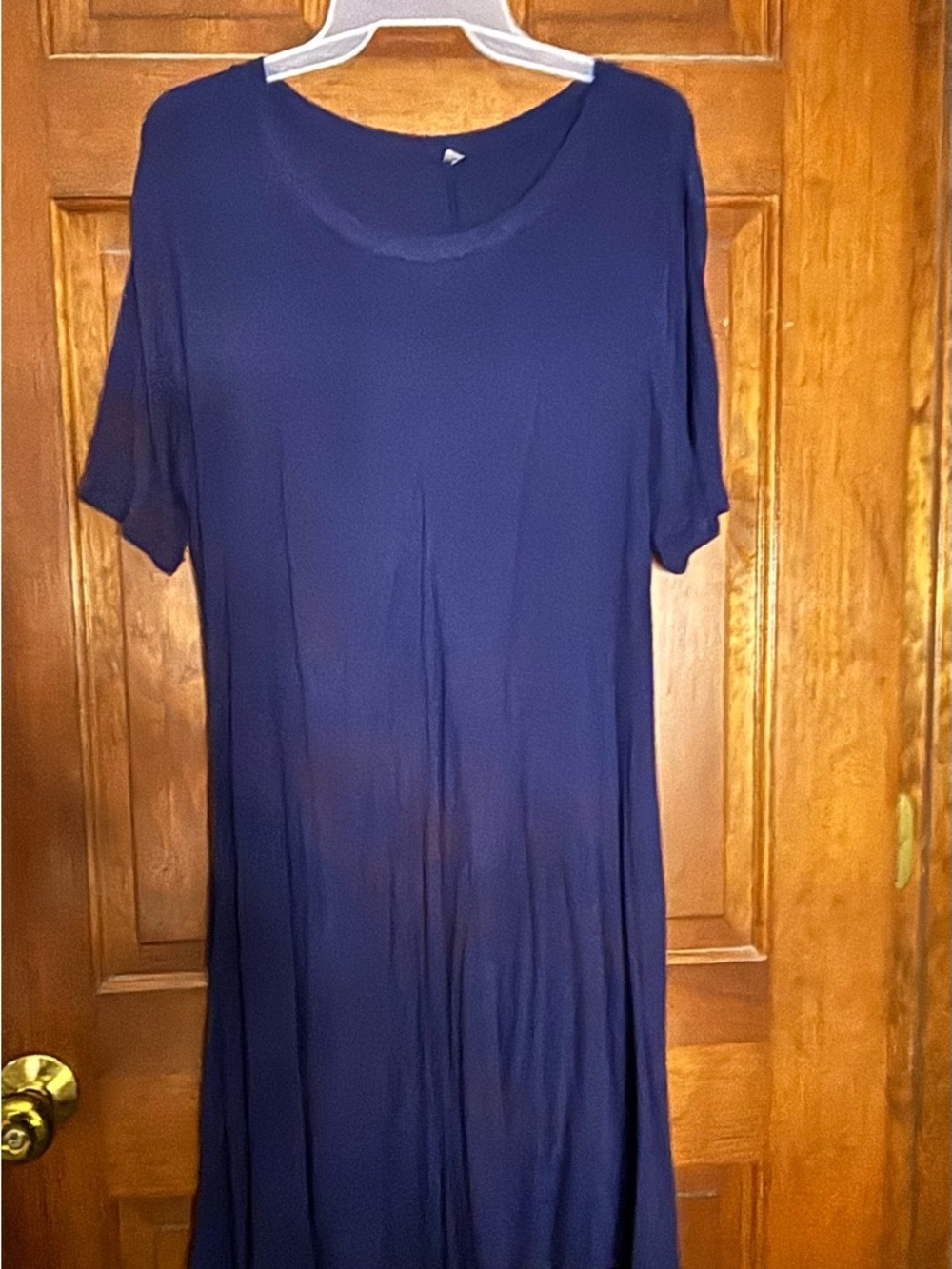 Simple Navy Short-Sleeve Maxi Dress